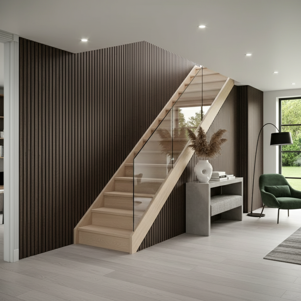 3m x 60cm | Acoustic Slat Wall Panels | Smoke | Premium Wood Veneer