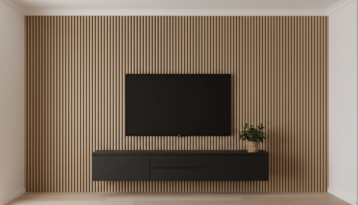 Acoustic Slatted Wall Panel 2400mm x 600mm - Light Oak x 1 panel