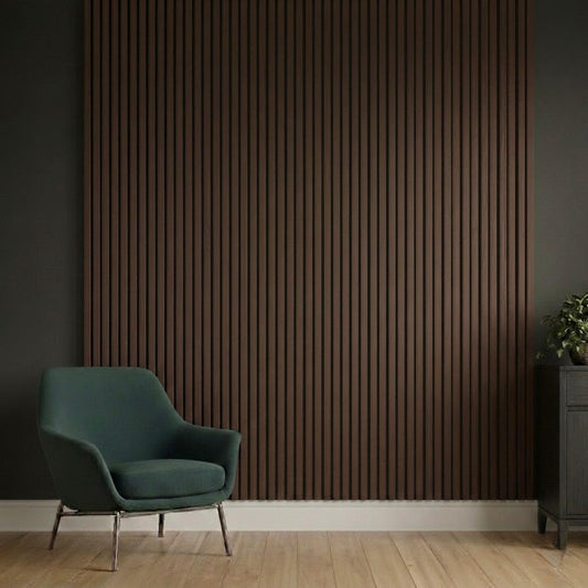 Acoustic Slatted Wall Panel 2400mm x 600mm - Smoked Oak x 1 panel