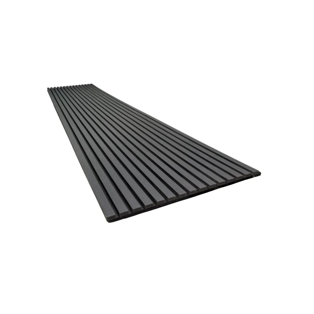 3.6m x 60cm | Acoustic Slat Wall Panels | Dark Grey | Premium Wood Veneer