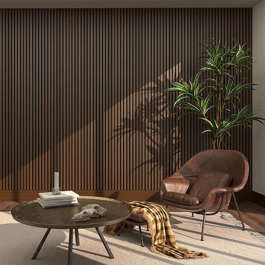 3m x 60cm | Acoustic Slat Wall Panels | Walnut | Premium Wood Veneer