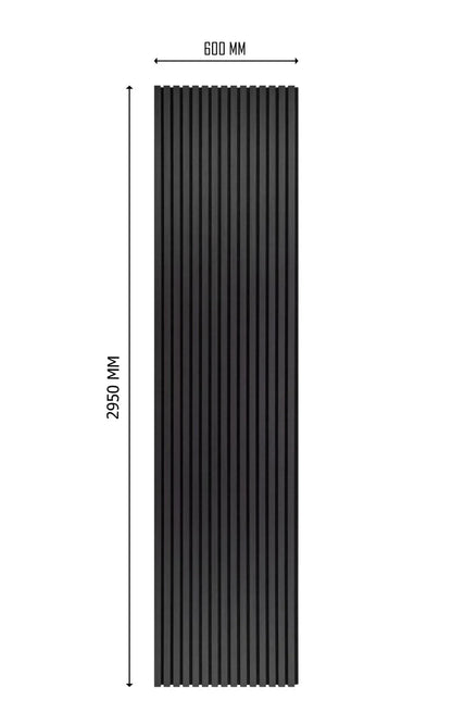 3m x 60cm | Acoustic Slat Wall Panels | Dark Grey | Premium Wood Veneer
