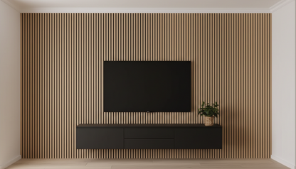 Acoustic Slatted Wall Panel 2400mm x 600mm - Light Oak x 1 panel