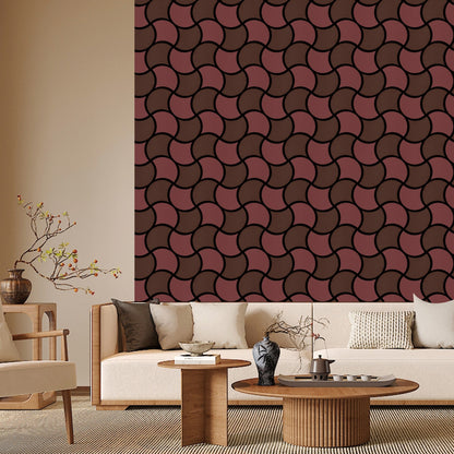 Acoustic Geometric Tessellate Panel – Crimson & Mahogany Wave - 600mm x 600mm