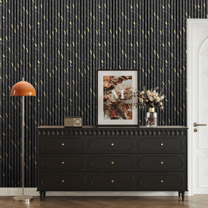 Acoustic Slatted Wall Panel 2400mm x 600mm - Black Marble x 1 Panel