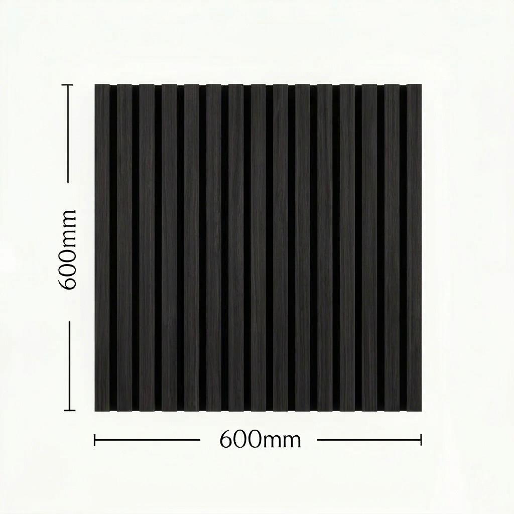 Acoustic Slatted Wall Panel - Black - 600mm x 600mm
