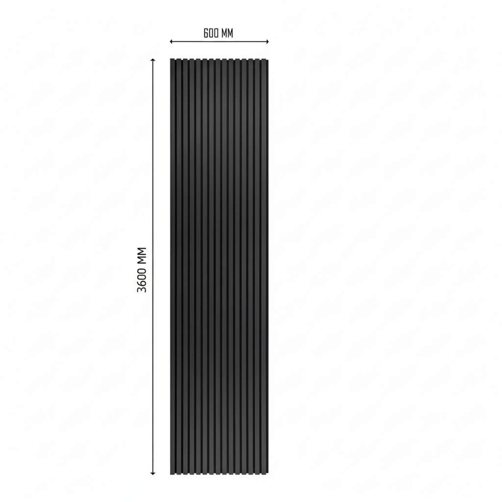 3.6m x 60cm | Acoustic Slat Wall Panels | Dark Grey | Premium Wood Veneer