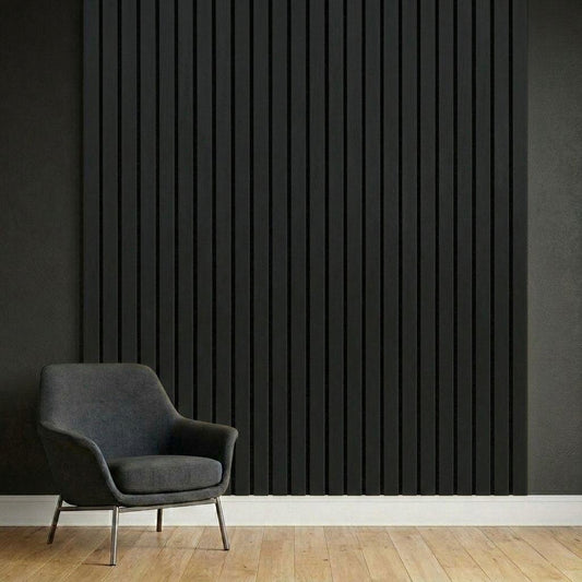 Acoustic Slat Wall Panels | Premium UltraWide Slats | 240cm x 60cm | Dark Grey