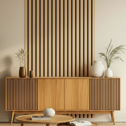 Acoustic Slat Wall Panels | Premium ExtraWide Slats | 300cm x 60cm | Oak