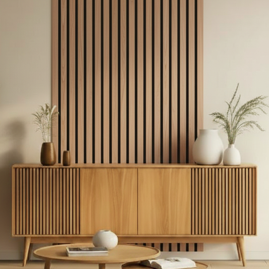 Acoustic Slat Wall Panels | Premium ExtraWide Slats | 300cm x 60cm | Walnut