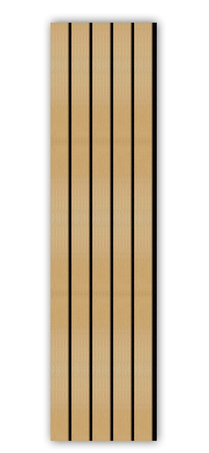 Acoustic Slat Wall Panels | Premium UltraWide Slats | 300cm x 60cm | Light Oak With Black
