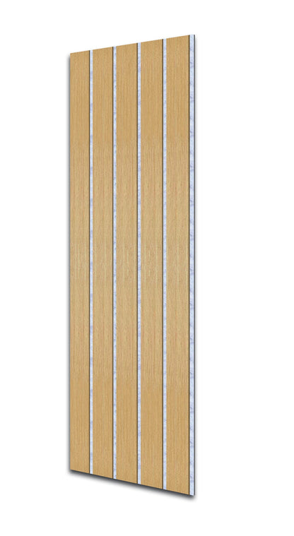Acoustic Slat Wall Panels | Premium UltraWide Slats | 240cm x 60cm | Light Oak With Silver